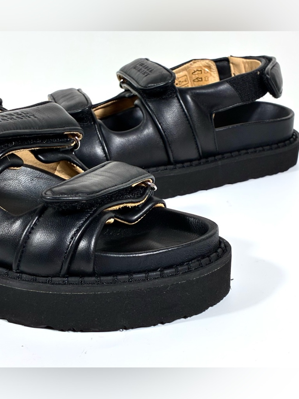 Isabel Marant Madee Platform Leather Sandals Black 41 NEW Flat Summer Designer - Picture 12 of 14